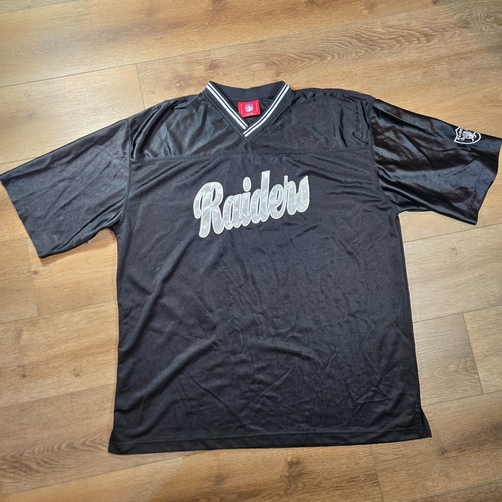 Vintage 2002 Oakland Raiders Baseball Jersey Mens 2XL Black NFL Y2K Streetwear